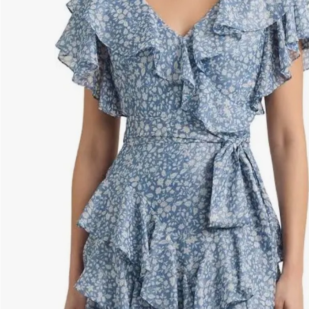 Floral Blue Ruffle Dress